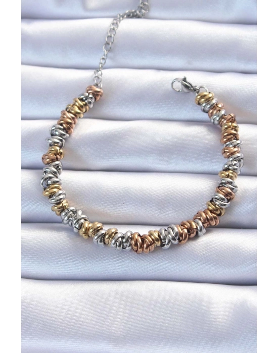 ® 316L Çelik Karışık Renkli İç İçi Geçmeli Bombeli Bileklik