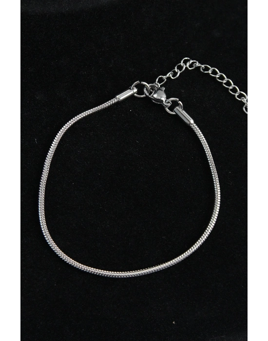 ® 316L Çelik Oval İtalyan Model Gümüş Renk Erkek Bileklik