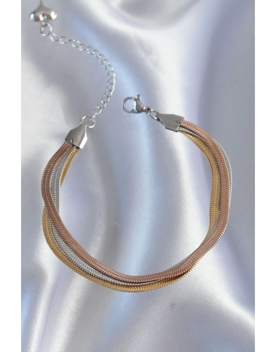 ® 316L Çelik Renkli İtalyan Zincir Model Çoklu Bileklik