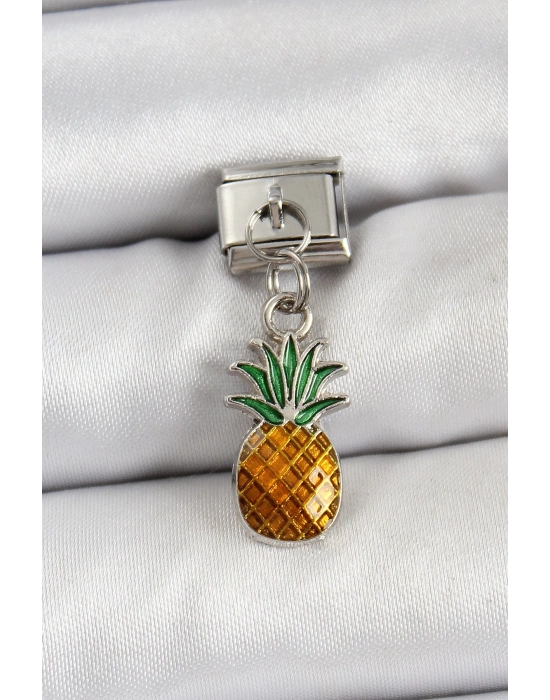 ® 316L Çelik Sallantılı Ananas Model Gümüş Renk Nomination Charm
