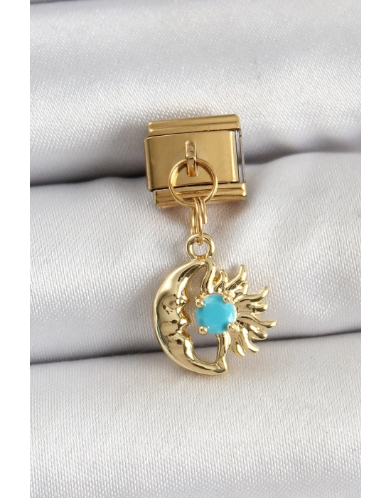 ® 316L Çelik Sallantılı Ay Ve Güneş Model Gold Renk Nomination Charm