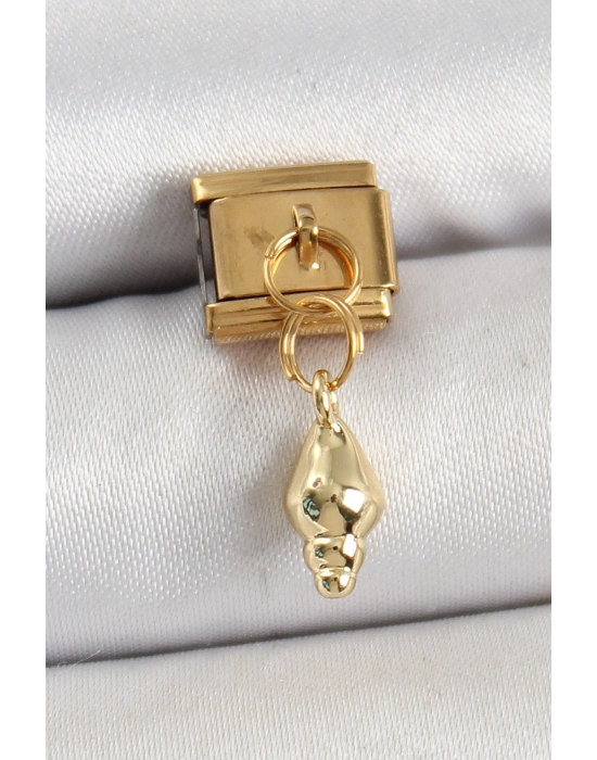 ® 316L Çelik Sallantılı Deniz Kabuğu Model Gold Renk Nomination Charm