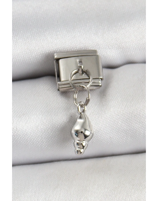 ® 316L Çelik Sallantılı Deniz Kabuğu Model Gümüş Renk Nomination Charm