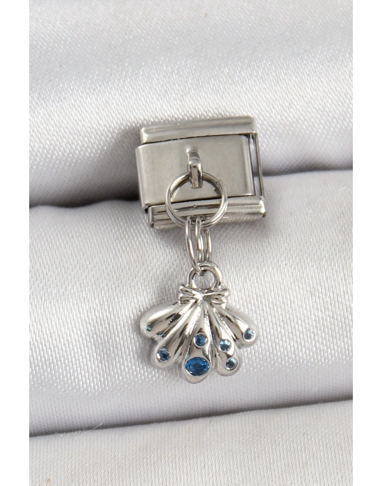 ® 316L Çelik Sallantılı Fiyonklu Buket Model Gümüş Renk Nomination Charm