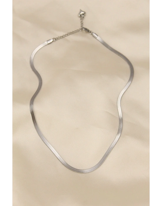 ® 316L Çelik Silver Renk 45 cm İtalyan Zincir Model Kadın Kolye