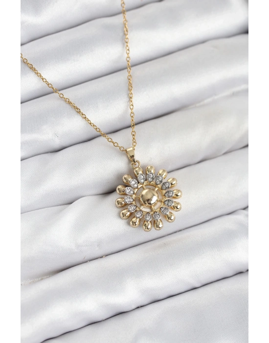 ® 316L Çelik Zincir Gold Renk Güneş Model Kadın Kolye