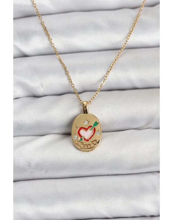 ® 316L Çelik Zincir Gold Renk Kalp Figürlü Kadın Kolye