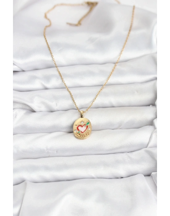 ® 316L Çelik Zincir Gold Renk Kalp Figürlü Kadın Kolye