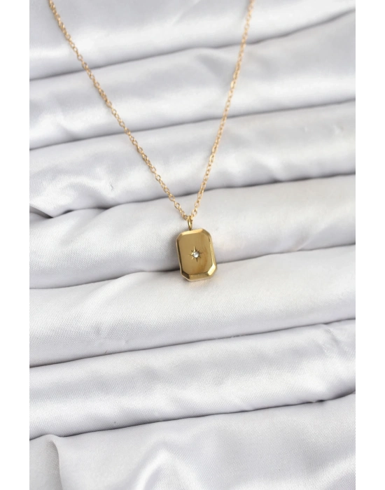 ® 316L Çelik Zincir Gold Renk Minimal Kutup Yıldızı Model Kadın Kolye