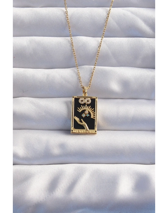® 316L Çelik Zincir Gold Renk Sonsuzluk Detay Zirkon Taşlı Tarot Kolye