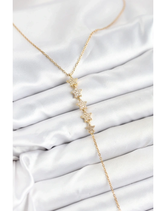 ® 316L Çelik Zincir Gold Renk Yıldız Model Y Kolye