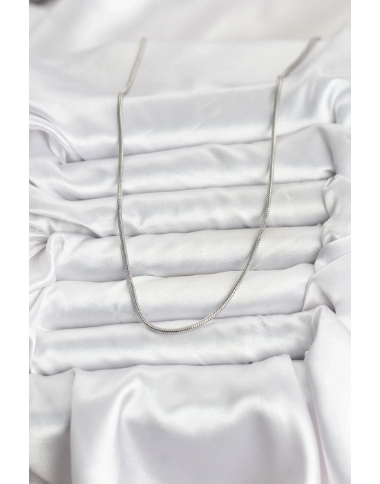 ® 316L Çelik Zincir Gümüş Renk 60 cm Yılan Zincir Kadın Kolye