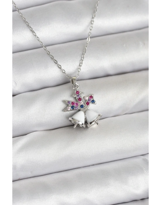 ® 316L Çelik Zincir Gümüş Renk Chirtsmas Bell Model Yılbaşı Temalı Kadın Kolye