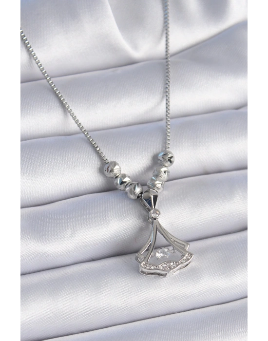 ® 316L Çelik Zincir Gümüş Renk Gingko Yaprağı Model Zirkon Taş Detay Kadın Kolye