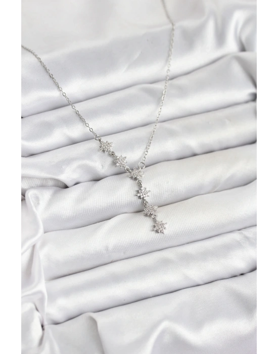 ® 316L Çelik Zincir Gümüş Renk Kutup Yıldızı Model Kadın Kolye