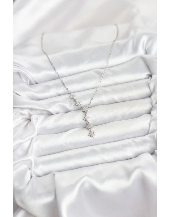 ® 316L Çelik Zincir Gümüş Renk Kutup Yıldızı Model Kadın Kolye