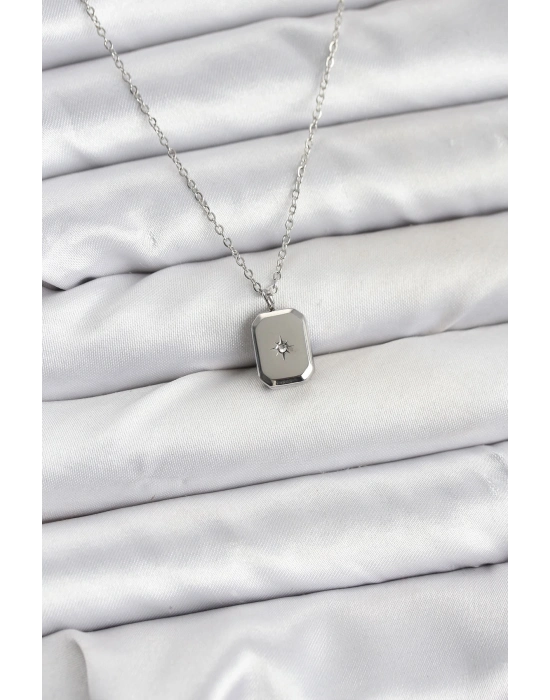 ® 316L Çelik Zincir Gümüş Renk Minimal Kutup Yıldızı Model Kadın Kolye