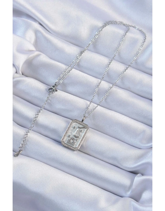 ® 316L Çelik Zincir Gümüş Renk Zirkon Taşlı Çerçeveli Tarot Kolye