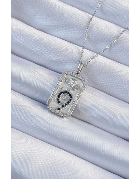 ® 316L Çelik Zincir Gümüş Renk Zirkon Taşlı Minimal Papatya Figürlü Tarot Kolye