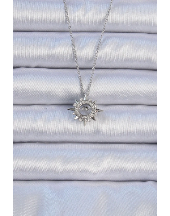 ® 316L Çelik Zincir Gümüş Renk Zirkon Taşlı Parlayan Yıldız Kolye