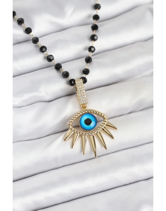 ® 316L Çelik Zincir Kristal Boncuklu Göz Model Kadın Kolye
