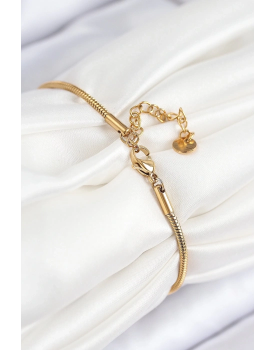 ® 316L Çelik Zirkon Taşlı Göz Charm Model Gold Renk Kadın Bileklik