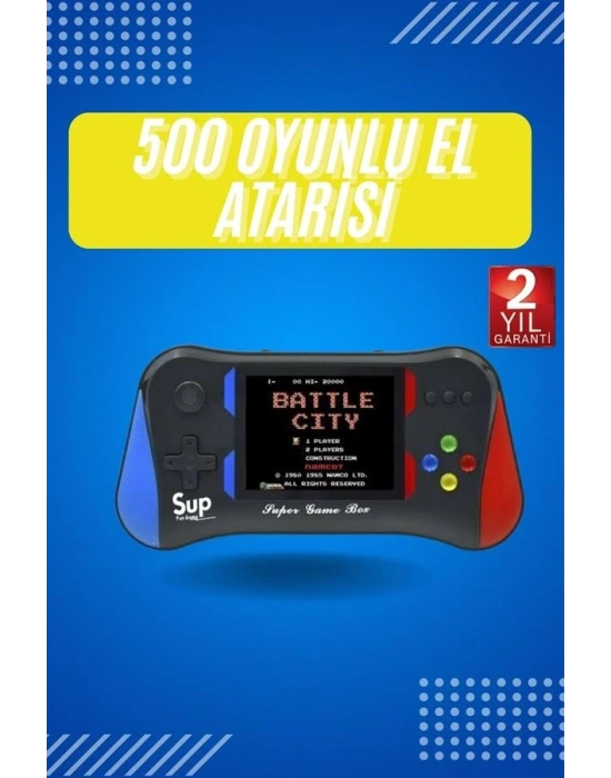 ® 3.5 İnç 500 Klasik Retro Oyun Yüklü Kollu Oyun Konsolu