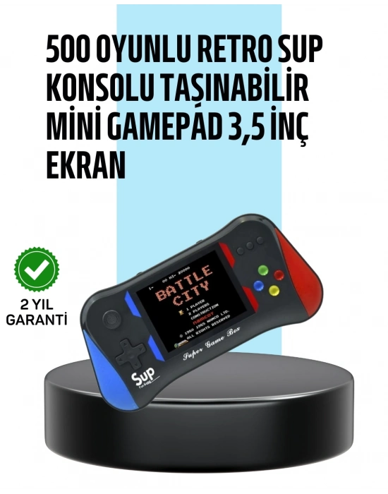 ® 3,5 İnç Ekranlı Taşınabilir El Konsolu – 500 Klasik Oyunla Eğlence Yanınızda