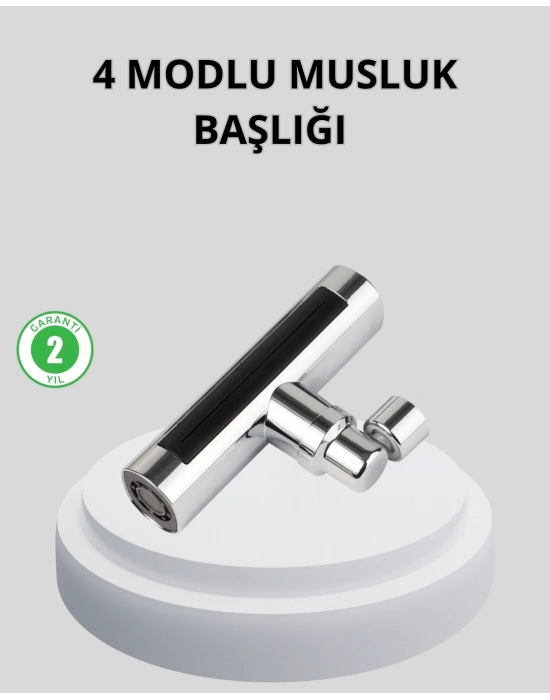® 360° Dönebilen Musluk Başlığı 4 Fonksiyonlu Su Tasarruflu ve Dayanıklı