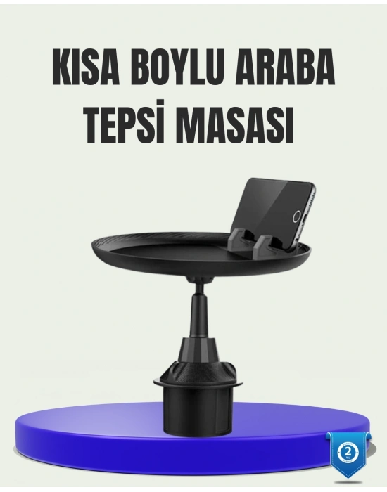 ® 360° Döner Araç Bardaklık Tepsisi Geniş Yemek Alanlı Telefon Standlı