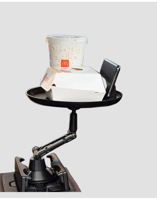 ® 360° Döner Araç Bardaklık Tepsisi Geniş Yemek Alanlı Telefon Standlı