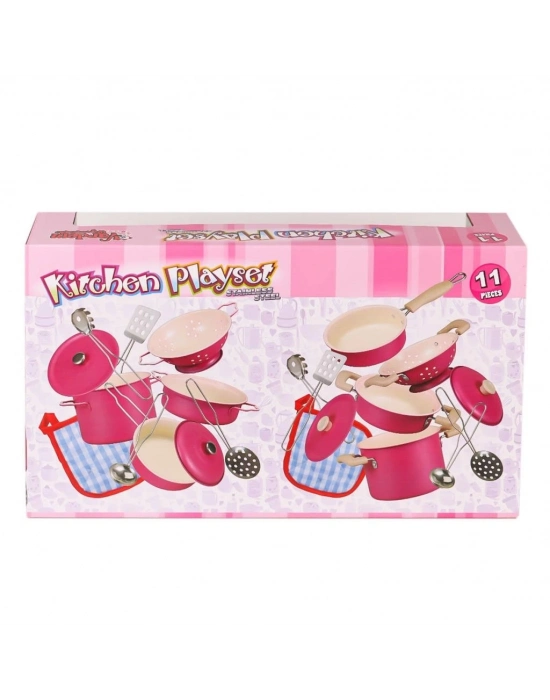 3815-6A Tencere 11 Parça Pembe -Vardem Oyuncak