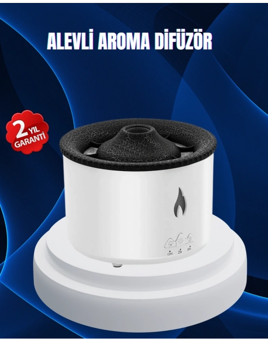 ® 3D Alev Işıklı Aromaterapi Makinesi – 360 ml Su Kapasiteli Sessiz Difüzör