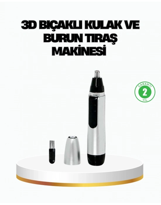 ® 3D Bıçaklı Burun ve Kulak Tıraş Makinesi Pil ile Çalışan Taşınabilir Model