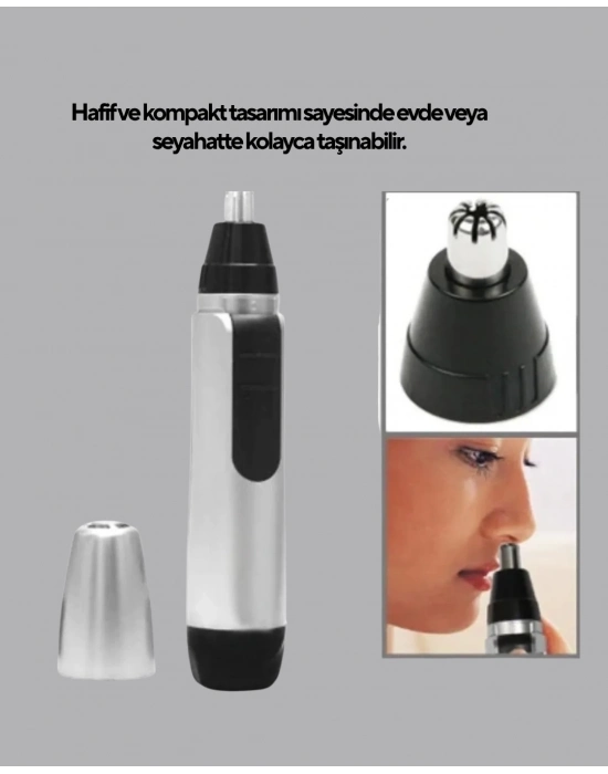 ® 3D Bıçaklı Burun ve Kulak Tıraş Makinesi Pil ile Çalışan Taşınabilir Model