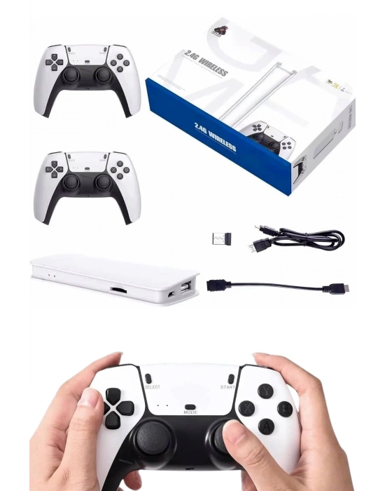 ® 3D Çift Oyun Kollu 4K HD Ekran Nostaljik 20.000 Oyunlu Beyaz Game Box