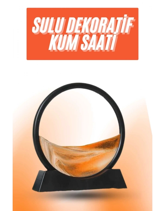 ® 3D LED Işıklı Kum Saati Gece Lambası Hareketli Sulu Kum Saati Orta Boy