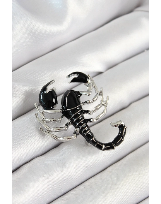 ® 3D Siyah Akrep Figürlü Gümüş Renk Kadın Broş