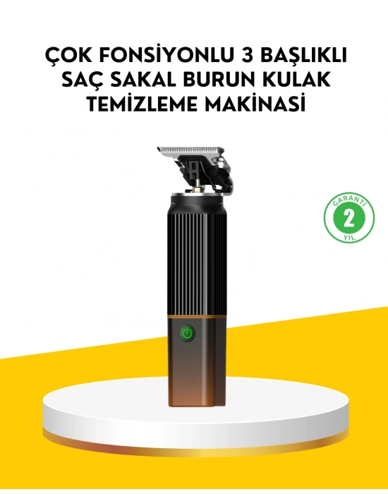 ® 3’ü 1 Arada Şarjlı Erkek Bakım Seti – Saç, Sakal ve Burun Tüyü Kesme Makinesi