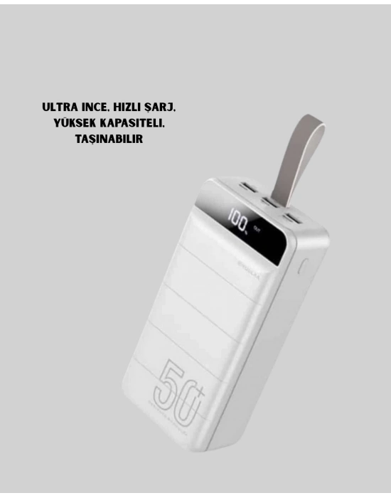 ® 4 Cihazı Aynı Anda Şarj Edebilen Güçlü Powerbank 50000 mAh