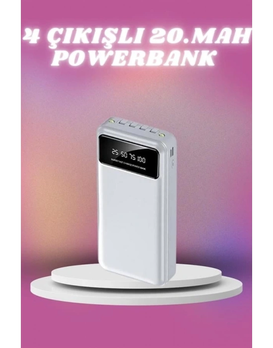 ® 4 Çıkışlı 20.000 MAH Powerbank Taşınabilir Çoklu Giriş