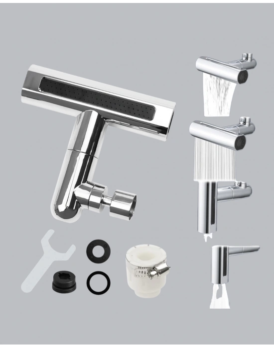 ® 4 Fonksiyonlu Musluk Başlığı 360 Derece Dönebilen ve Su Tasarruflu