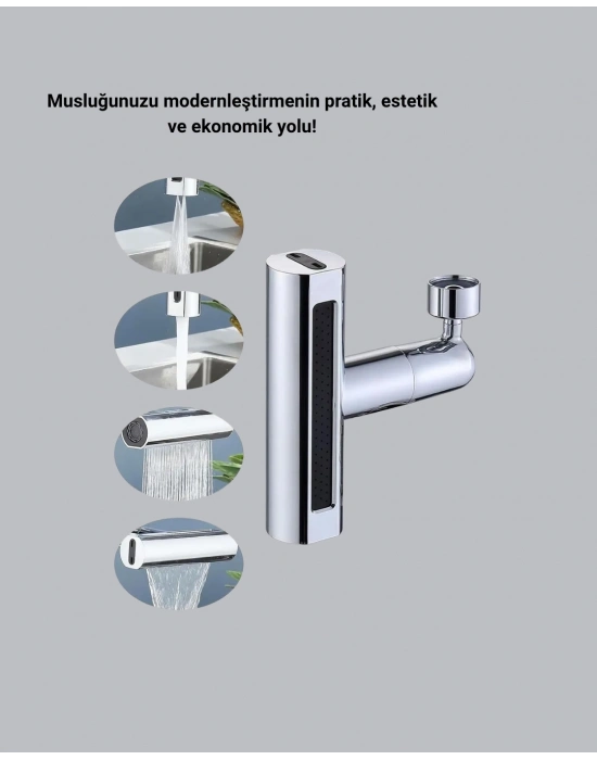® 4 Fonksiyonlu Musluk Başlığı 360 Derece Dönebilen ve Su Tasarruflu