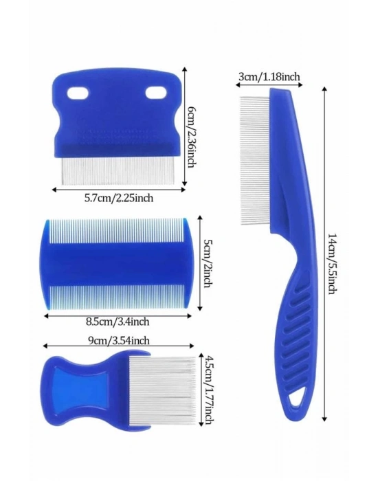 ® 4lü Bit Pire Tarağı Set Kedi Köpek Evcil Hayvan Tüy Toplayıcı Mavi