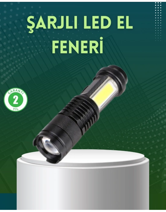 ® 4 Modlu USB Şarjlı LED El Feneri Kamp ve Outdoor