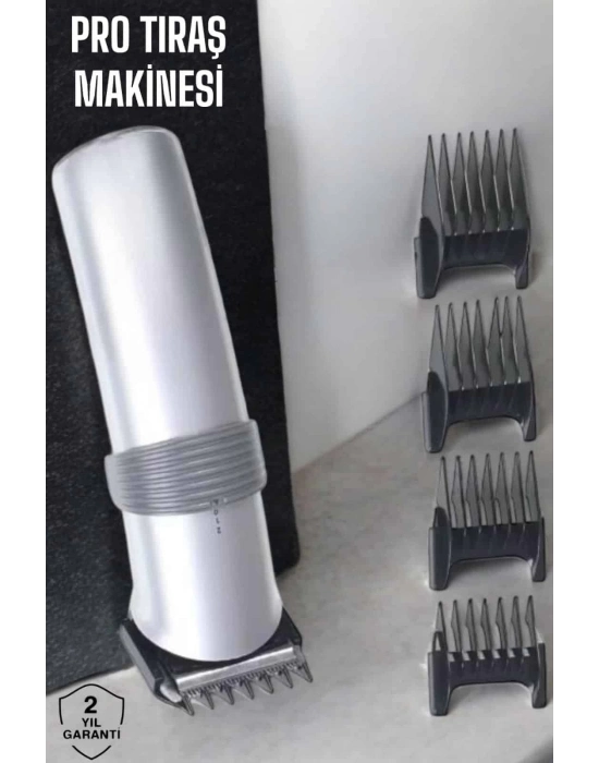 ® 4 Taraklı Profesyonel Şarjlı Saç ve Sakal Kesme Tıraş Makinesi Seti