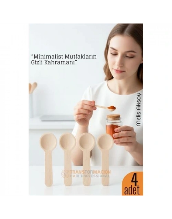® 4’lü Ahşap Ölçü Kaşığı Seti – 6.5 cm Doğal Ahşap, Baharat ve Kahve İçin Pratik Mutfak Yardımcısı