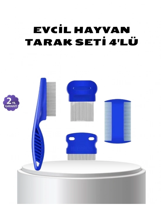 ® 4’lü Evcil Hayvan Tüy Temizleme Seti – Paslanmaz Çelik,Plastik, Pratik ve Hijyenik Bakım