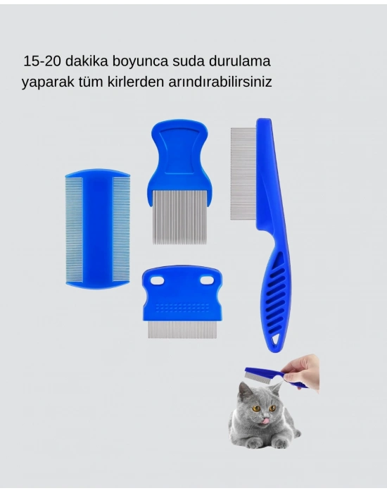 ® 4’lü Evcil Hayvan Tüy Temizleme Seti – Paslanmaz Çelik,Plastik, Pratik ve Hijyenik Bakım