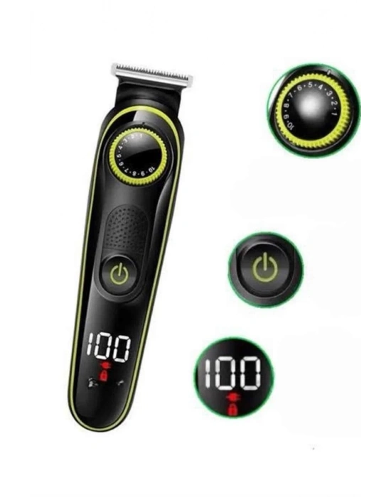 ® 5 Başlıklı Şarjlı Tıraş Makinesi Led Ekran Saç Sakal Ense Tıraşına Uygun Bakım Seti